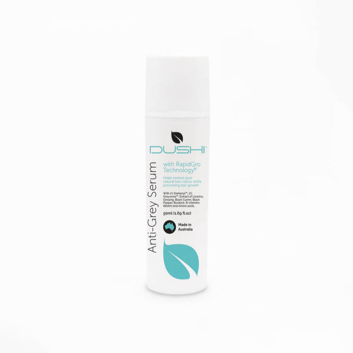 Dushi Anti-Grey Serum with RapidGro Technology® – award-winning formula prevents early greying, boosts melanin production, revitalizes, strengthens, volumizes and protects hair