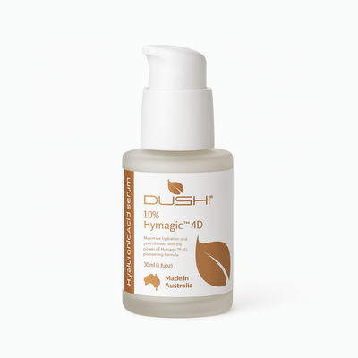 Dushi HA Serum with 10% Hymagic™ 4D – lightweight, highly moisturising formula that reduces fine lines, boosts hydration by 16%, and protects skin from environmental stress