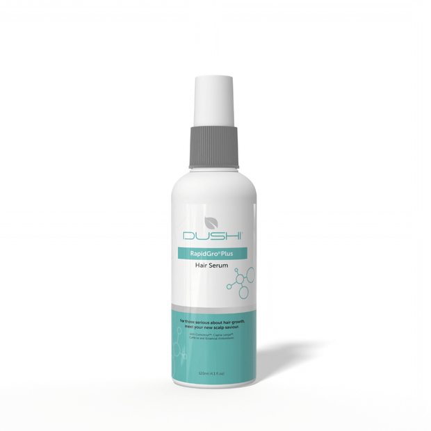 Dushi hair serum bottle on a white background